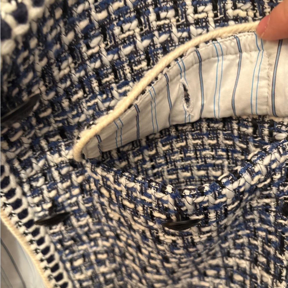 New CHRISTIAN LACROIX Navy White Tweed Blazer Jacket size L - Picture 4 of 8